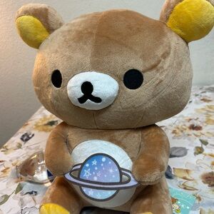 New with tags Rilakkuma Holding Planet Space Plush San-X 16” Stuffed Round 1
